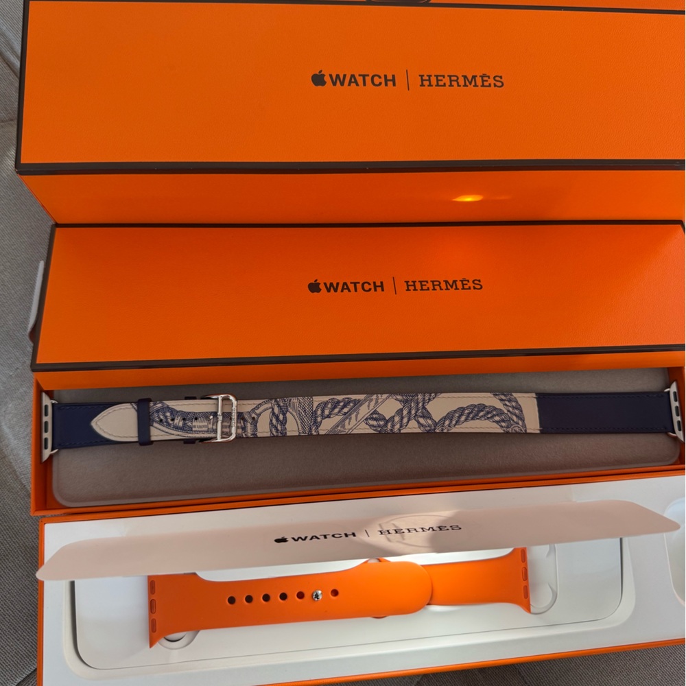 Hermes Blue and Cream Watch Band